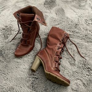 Timberland Brick Red Lace Up Boots